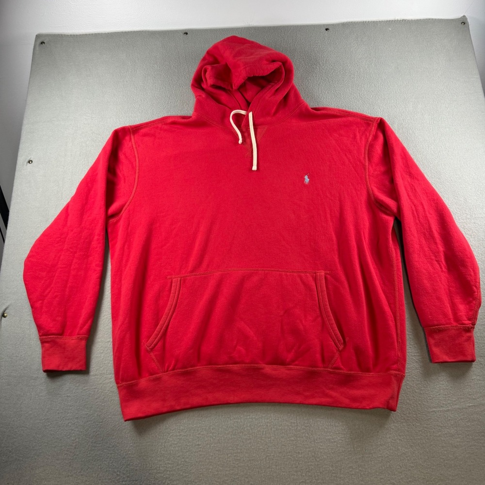 Polo Ralph Lauren Hoodie Mens XLT Red Fleece Pullover Pony Logo 711766778024